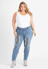 Distressed Embellished Skinny Jeans, Medium Blue image number 3