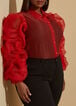 Ruched Puff Sleeve Blouse, Barbados Cherry image number 2