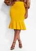 Plus Size Chic Crepe High Waist Pull On Ruffle Knee Length Dress Skirt image number 0