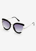 Black Metal Cateye Sunglasses, Black image number 1