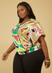 Leaf Print Faux Wrap Blouse, Jelly Bean image number 2