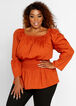 Plus Size Cotton Peplum Off The Shoulder Peasant Summer Blouse Top image number 0