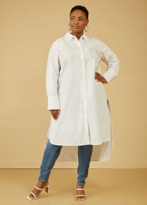Studded Duster Shirt, White image number 0
