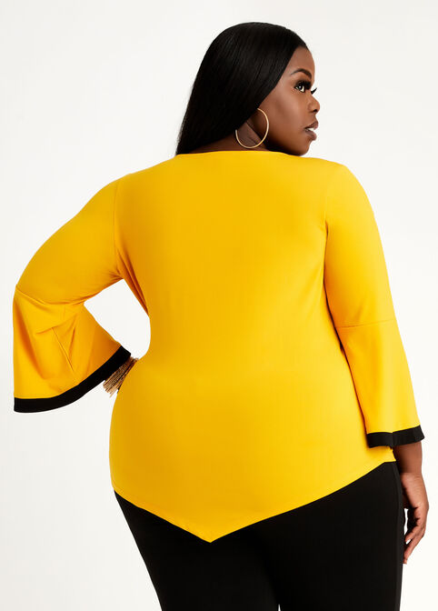 Signature Colorblock Knit Top, Nugget Gold image number 1