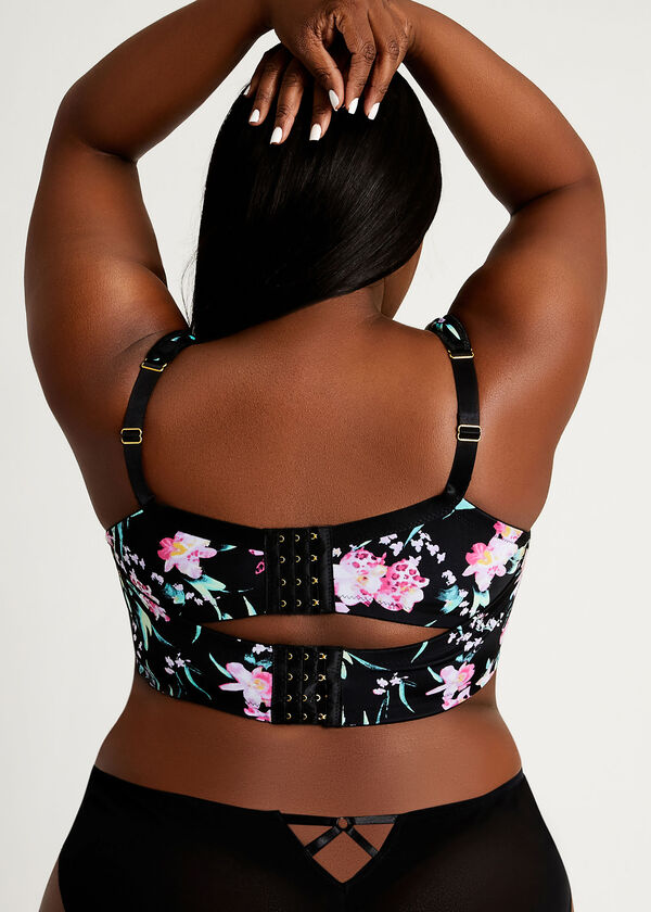 Floral Butterfly Balconette Bra, Black Combo image number 1