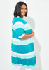 Short Sleeved Striped Knit Duster, Ice Green image number 1