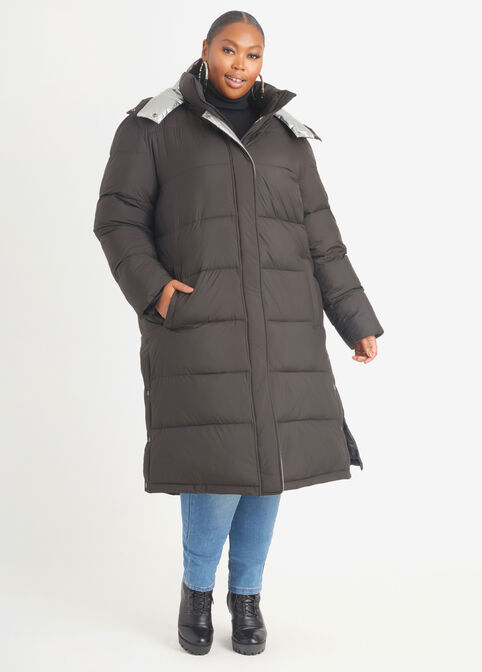 Reflective Hooded Puffer Coat, Black image number 0