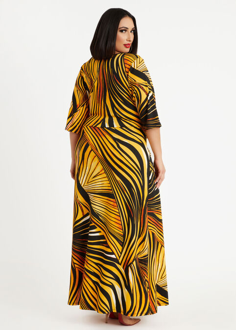Tall Printed Knot Front Maxi Dress, Nugget Gold image number 1