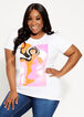 Abstract Lady In Pink Graphic Tee, White image number 0