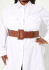 Rectangle Buckle Faux Leather Belt, Cognac image number 0