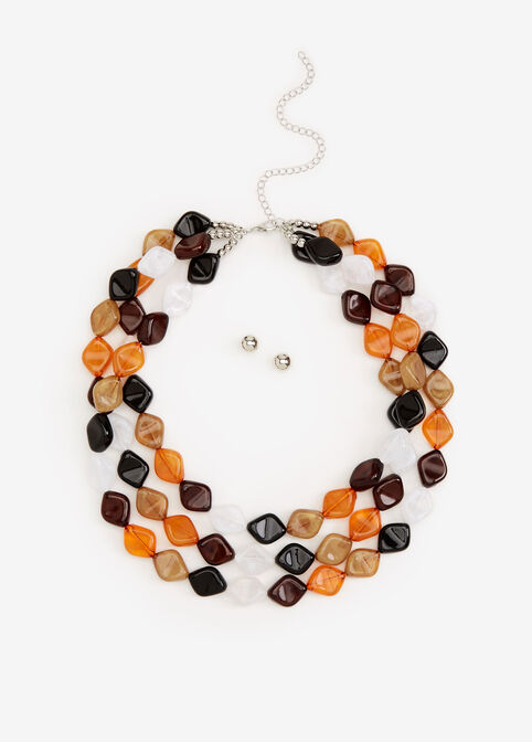Beaded 3 Row Short Necklace, Multi image number 0