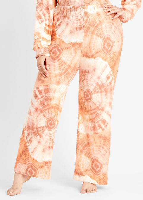 Cozy Lounge Printed Wide Leg Pant, Rust image number 0