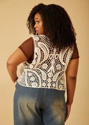 Crochet Vest, Ivory image number 1