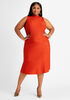 Button Trim Rib Knit Flounce Skirt, Rooibos image number 2