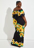 Sunflower Off The Shoulder Dress, Black Combo image number 1