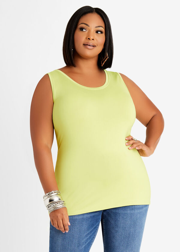Not Your Basic Scoop Neck Tank, Green Oasis image number 0