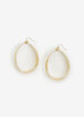Gold Oval Textured Hoop Earrings, Gold image number 0