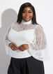 Sequin Lace Bell Sleeve Top, White image number 0