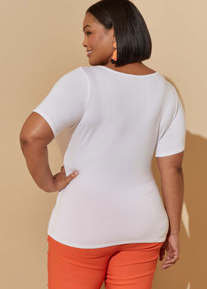 Square Neck Stretch Jersey Tee, White image number 1