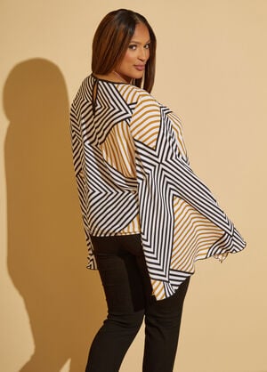 Striped Cape Sleeve Blouse, White image number 1