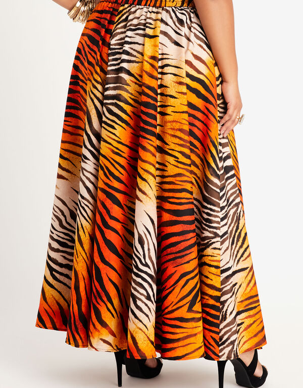 Tiger Print Maxi Skirt, Nugget Gold image number 1