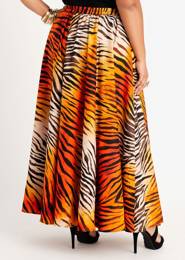 Tiger Print Maxi Skirt, Nugget Gold image number 1