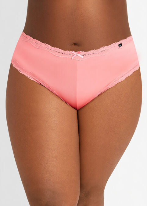 Microfiber & Lace Hipster Panty, Pink image number 0