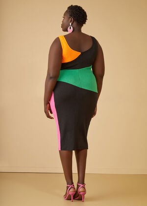 Colorblocked Textured Knit Dress, Multi image number 1
