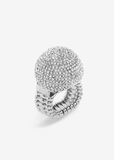 Silver Pave Stretch Ring, Silver image number 0