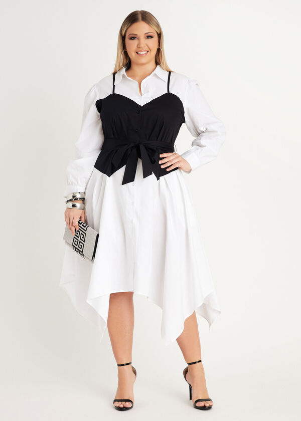 Bustier A Line Shirtdress, White Black image number 0