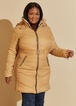 Ribbed Paneled Hooded Puffer Coat, Gold image number 2