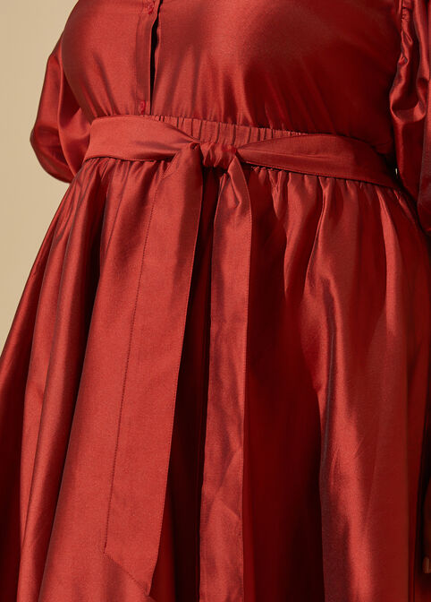 Belted Taffeta Maxi Skirt, Barbados Cherry image number 4