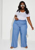 Gathered High Rise Wide Leg Pants, Blue image number 0