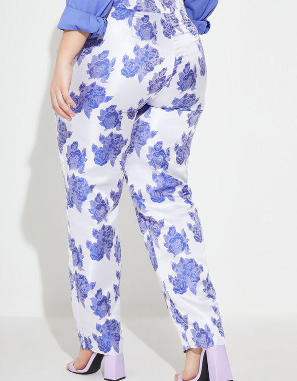 Floral Jacquard Ankle Pants, Very Peri image number 1