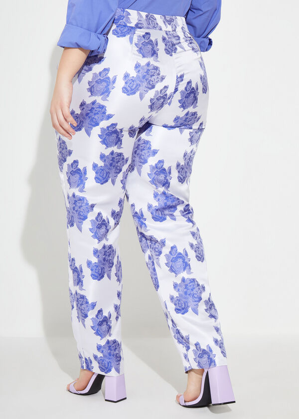 Floral Jacquard Ankle Pants, Very Peri image number 1