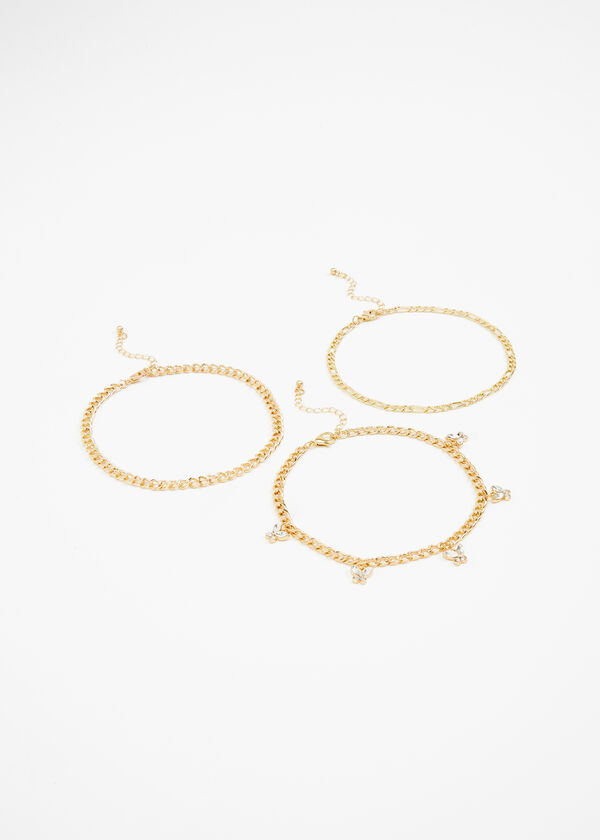 Gold Butterfly Layer Anklet Set, Gold image number 1