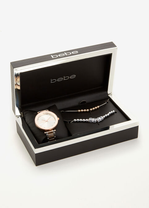 Bebe Rosegold Watch & Bracelet Set, Multi image number 1