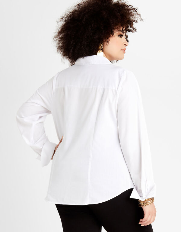 White Cotton Button Up, White image number 1
