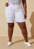 Star Studded Denim Bermuda Shorts, White image number 0