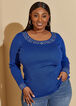 Plus Size Ribbed Crystal Sweater Plus Size Long Sleeved Knit Top image number 0