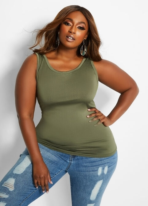 Plus Size Fitted Scoop Neck Tank image number 0
