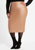 High Waist Midi Faux Leather Skirt, Mocha image number 0