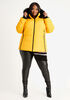 Fur Trim Hood Zip Puffer Coat, Mustard image number 2