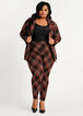 Plaid One Button Knit Blazer, Rust image number 2