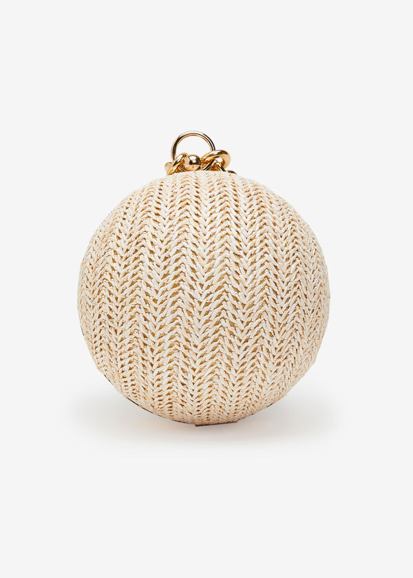 Straw Sphere Clutch, Natural image number 1