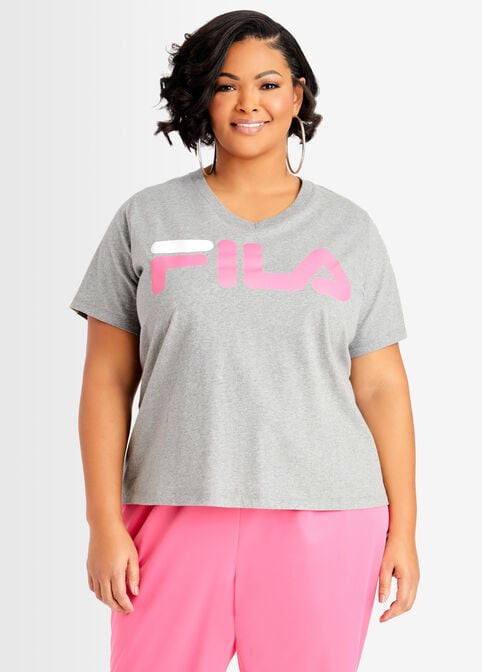 Plus Size FILA Curve Time Honored Tee Logo Cute Activewear Tops Sets image