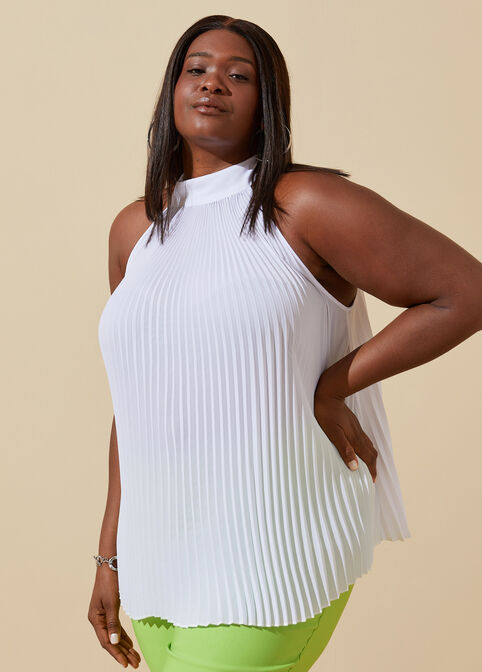 Pleated Halter Top, White image number 2