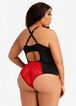Lace Cutout Lingerie Bodysuit, Red image number 1