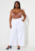 High Waist Wide Leg Trousers, White image number 2
