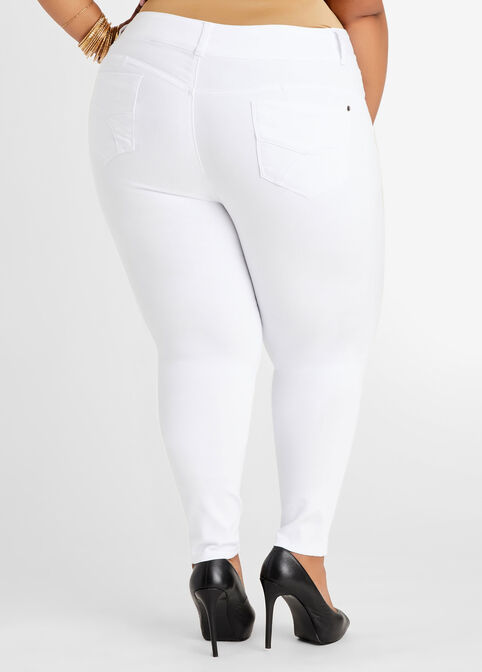 2 Button Bum Lift Skinny Jean, White image number 1